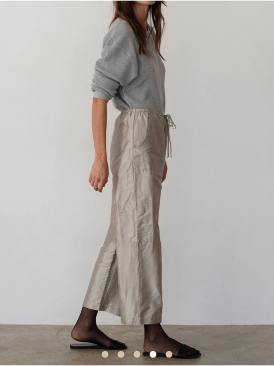 Donni The Taffeta Drawstring Cargo Pant in silver size S_NWT - Picture 2 of 8